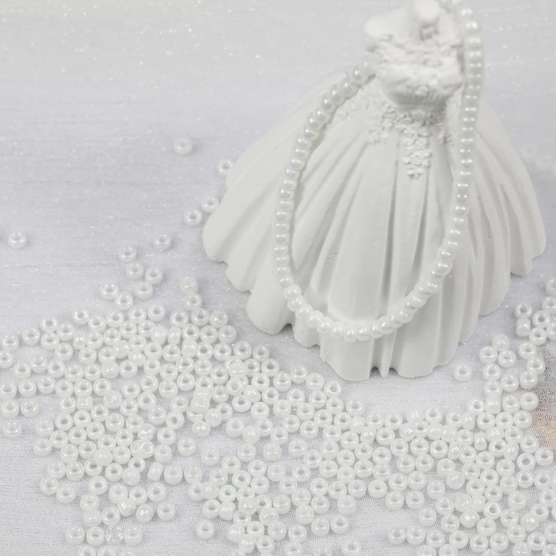 BALABEAD Opaque White Pearl Color Loose Seed Beads About 4000pcs in Box 8/0 Glass Craft Seed Beads for Jewelry Making, Hole 0.7mm (White Pearl) - Image 3